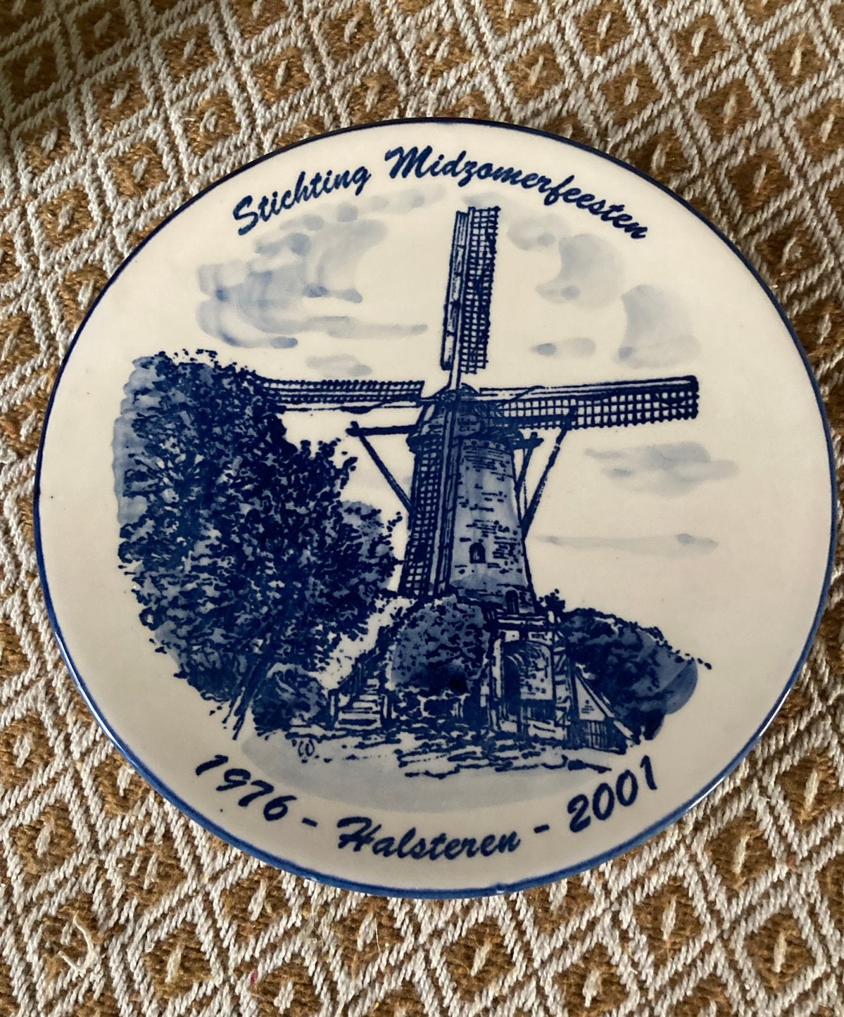 Delfts Blauw Gedenkbord Halsteren Midzomerfeesten 1976-2001, Ophalen of Verzenden