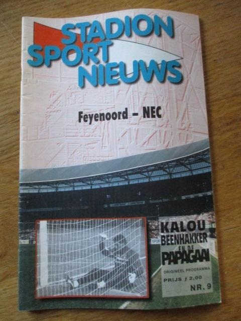 Programmaboekje 9 Feyenoord - NEC 24 oktober 1999, Ophalen of Verzenden, Gelezen, Watersport en Hengelsport