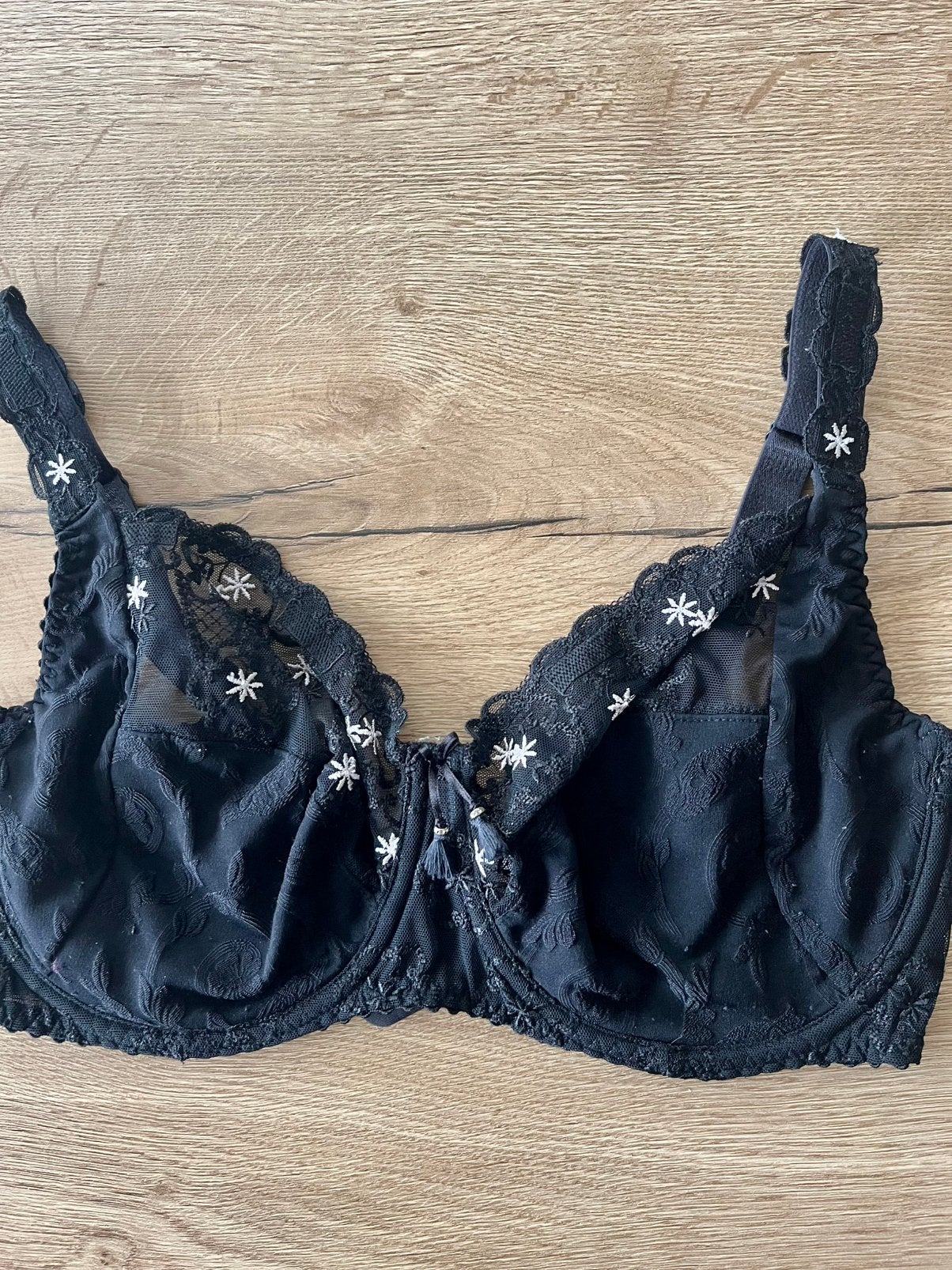 Louisa Bracq 75G full cup zwart ecru bloem borduur, Zwart, Ophalen of Verzenden, BH