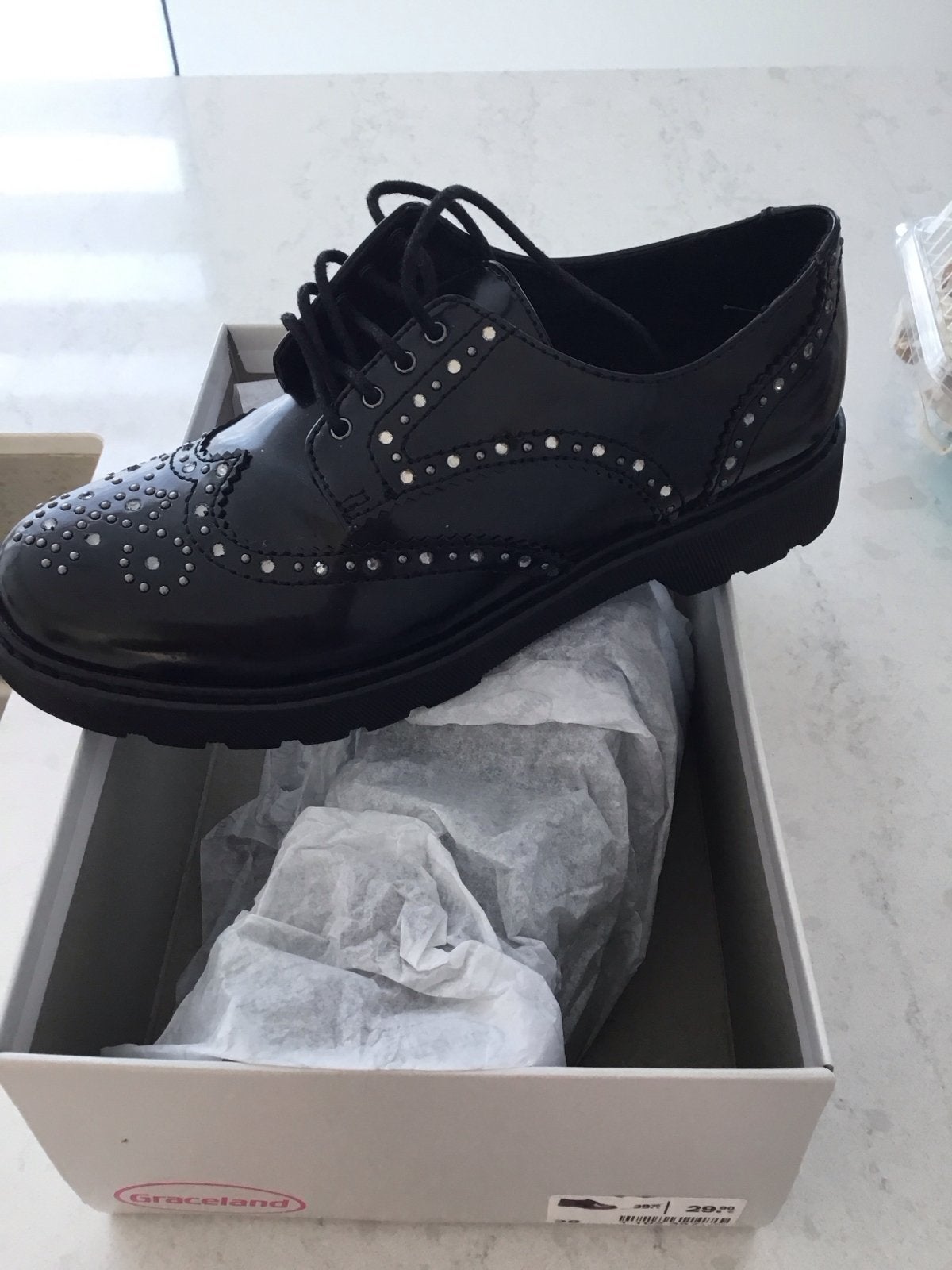 Graceland Brogues met studs - Maat 38 als nieuw, Schoenen met lage hakken, Zwart, Ophalen of Verzenden, Zo goed als nieuw