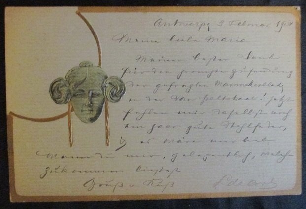 aparte art nouveau postkaarten in relief, Verzamelen, Ansichtkaarten | Themakaarten, Verzenden, Voor 1920, Overige thema's