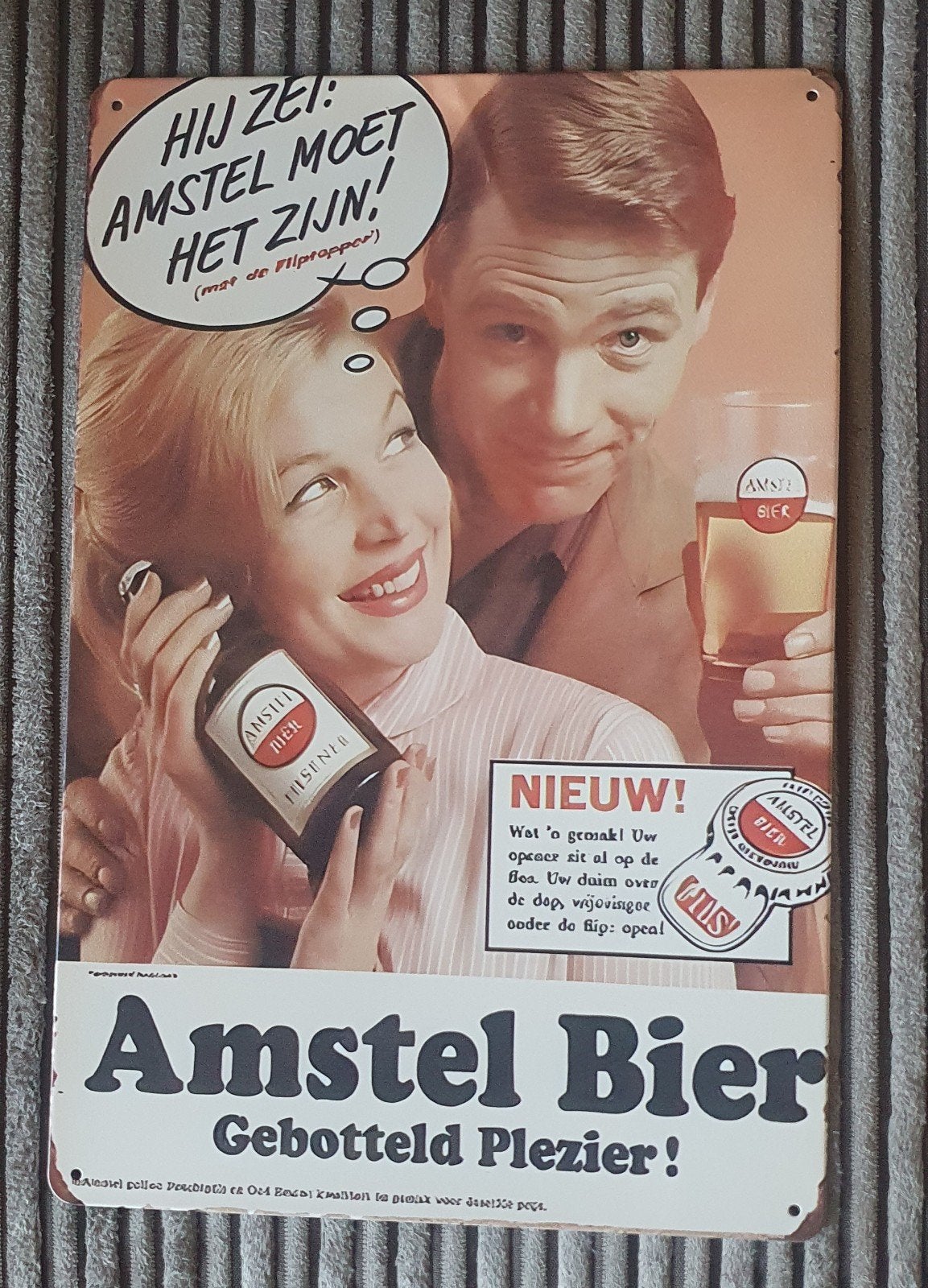 Wandbord van amstel bier. Ideaal voor in de man cave, Verzamelen, Merken en Reclamevoorwerpen, Ophalen of Verzenden, Nieuw, Reclamebord