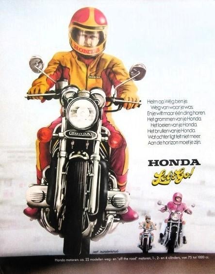 21 vintage advertenties Honda motorfiets 70-85 motor brommer, Ophalen of Verzenden, Zo goed als nieuw, Overige typen
