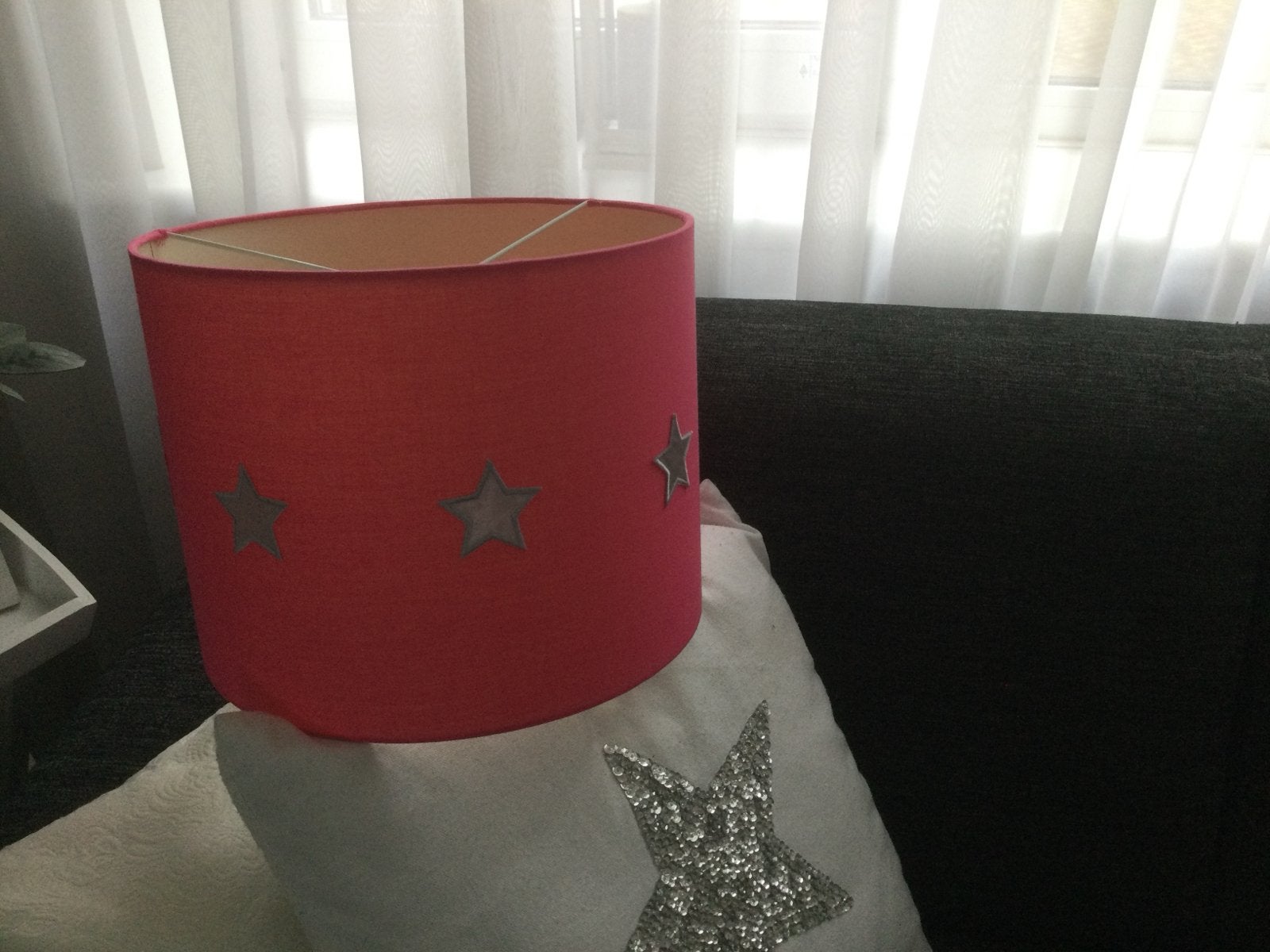 Leuke roze lampenkap met sterren voor meisjeskamer, Overige typen, Rond, Ophalen of Verzenden, Zo goed als nieuw