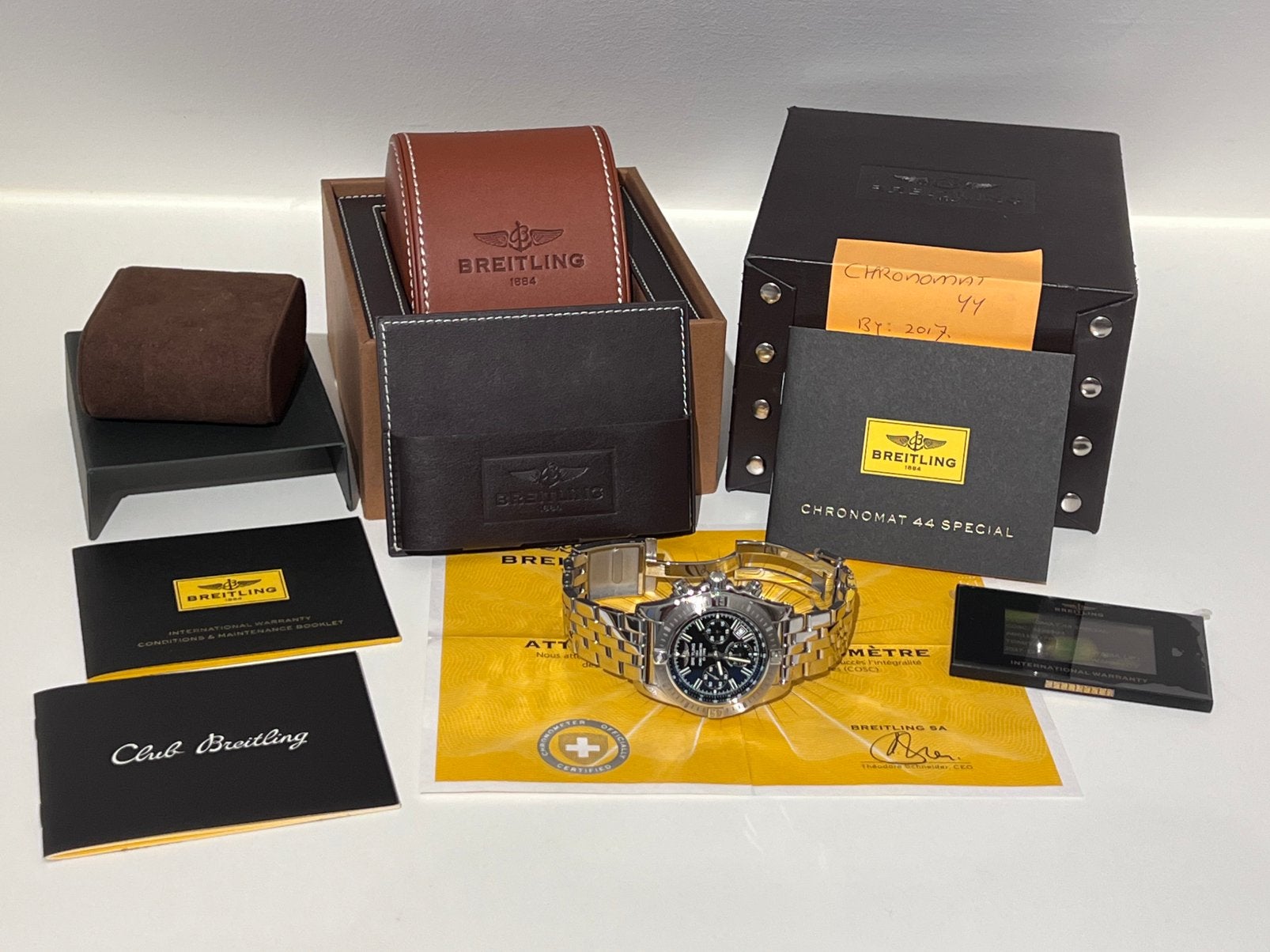 Breitling Chronomat 44 Special Edition 2017 Full Set AB0115, Ophalen, Staal, Staal, Breitling