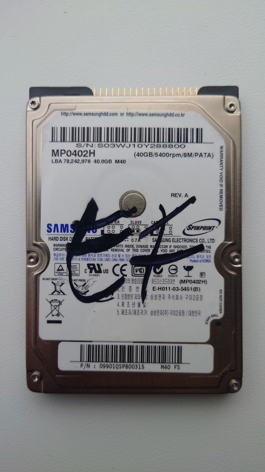 Nieuwe Samsung 40GB 5400rpm 2,5" IDE laptop harddisk, Intern, HDD, Nieuw, Ophalen of Verzenden