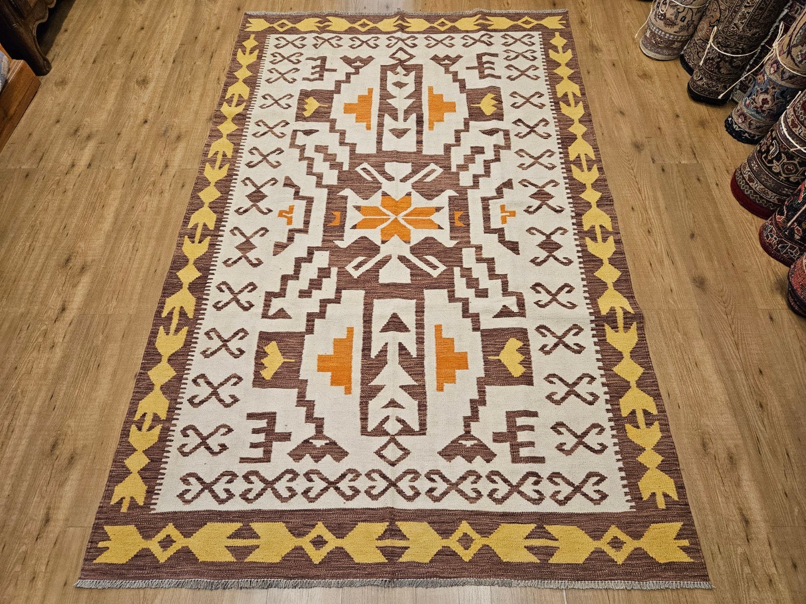 Prachtige handgeweven oosterse kelim 259x164, Info@SlatsAntiek.nl, 150 tot 200 cm, Vof Slats Antiek, Ophalen of Verzenden