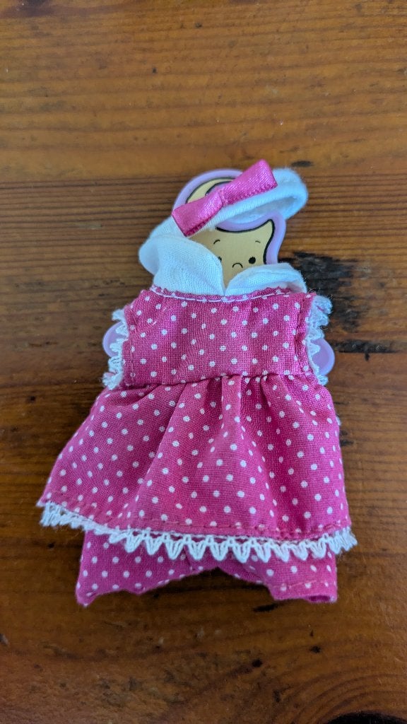 Mini Baby Born kledingset - Fuchsia stippen jurk, Ophalen of Verzenden, Zo goed als nieuw, Babypop