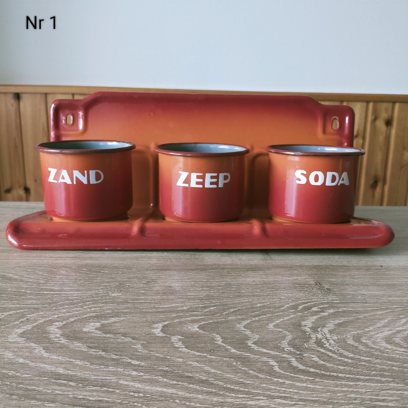 EMAILLE GEVLAMD /TERRACOTTA ZEEP EN SODA MET REKJE., Ophalen of Verzenden
