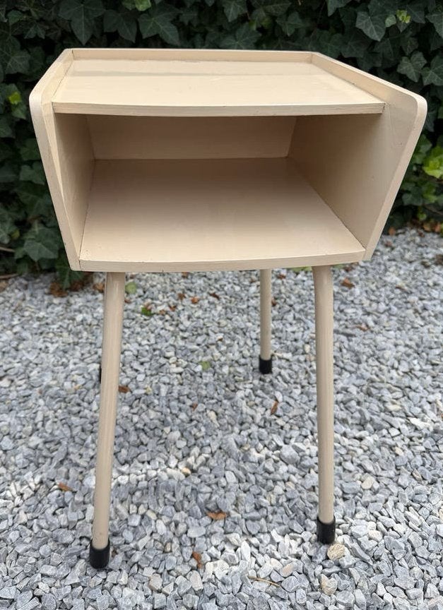 Vintage nachtkastje/bijzettafel - Crème- 50 jaren, Ophalen