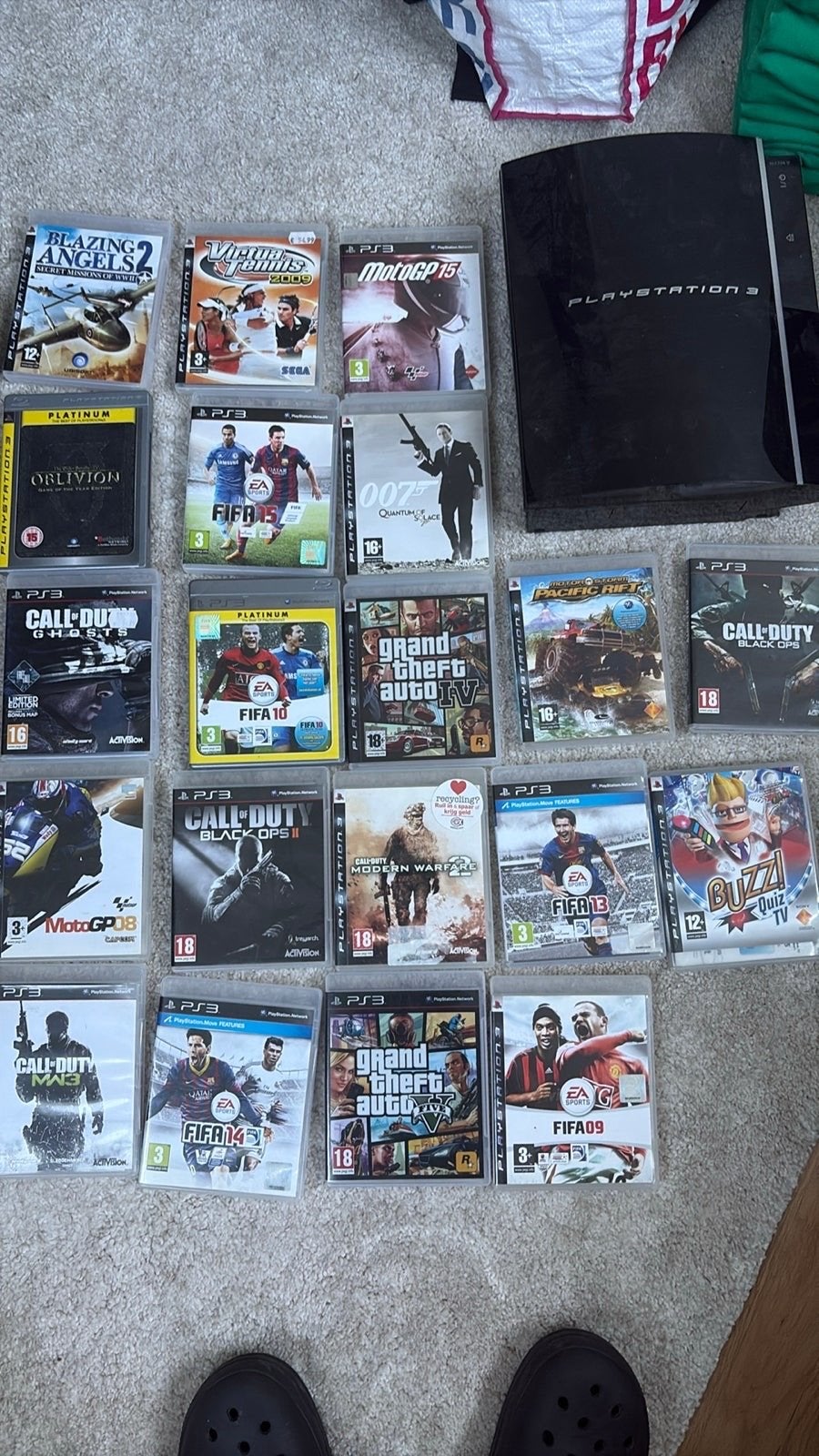 PlayStation 3 met 19 spellen., Ophalen, Gebruikt, Overige genres, Eén computer