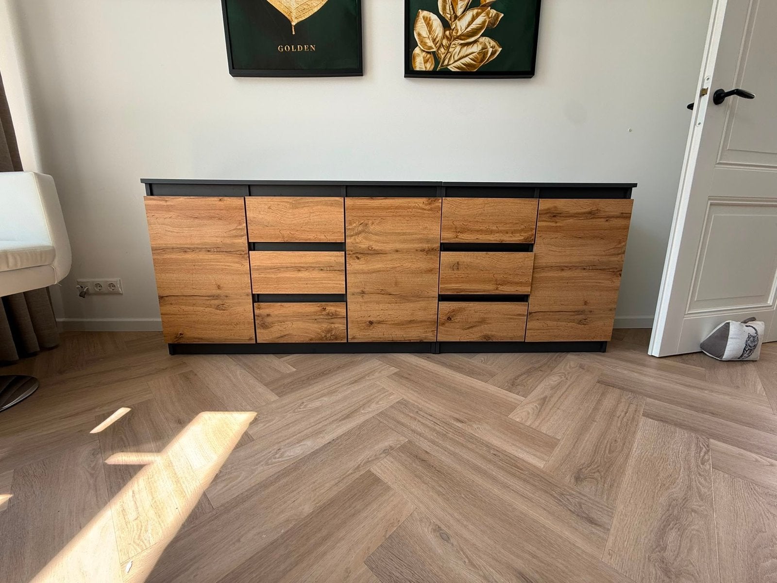 Dressoir met lades en deuren - Eikenhout look, Huis en Inrichting, Ophalen, Zo goed als nieuw, 200 cm of meer, Met lade(s)