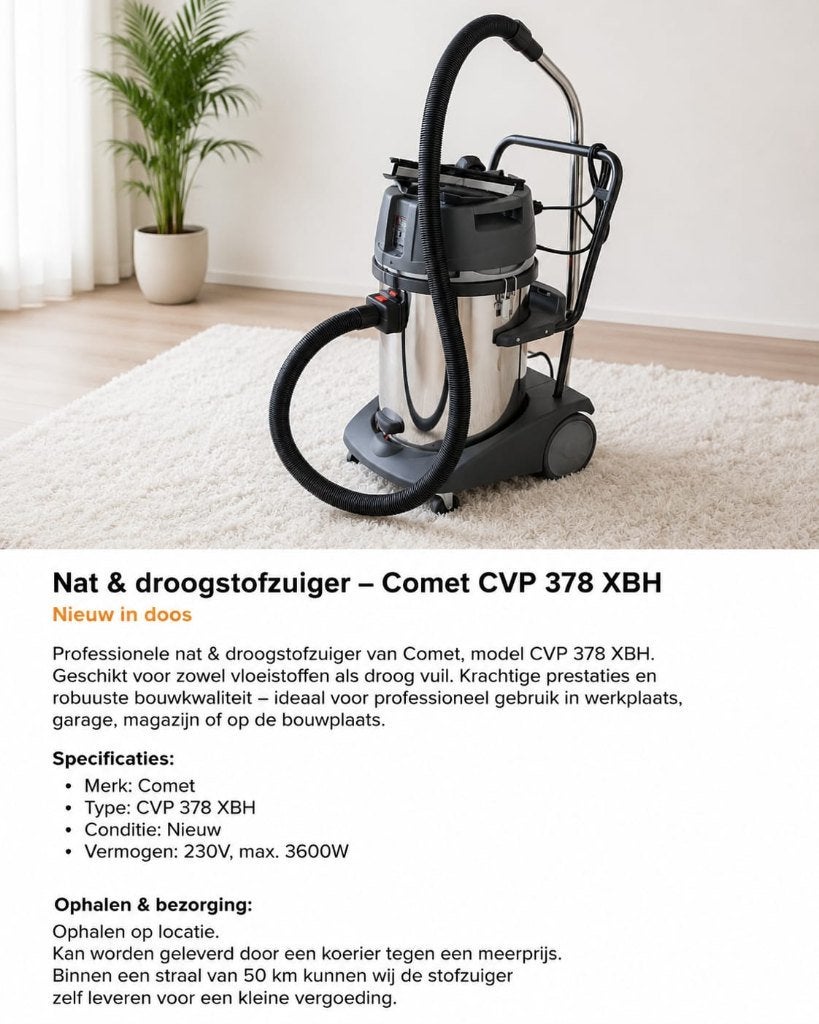 Nat & droogstofzuiger, Comet, CVP 378 XBH, nieuw in doos, Nieuw, Ophalen of Verzenden, Industriële stofzuiger, Overige merken