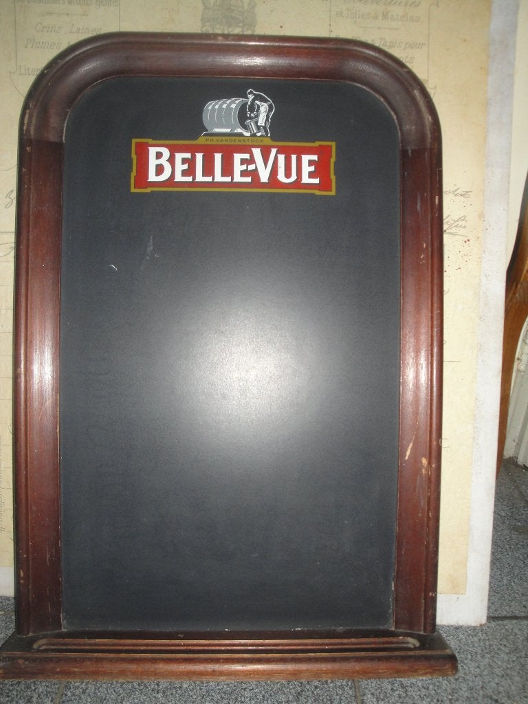 antiek leisteen bierbord krijtbord belle vue, Ophalen of Verzenden, Gebruikt, Reclamebord, Plaat of Schild, Overige merken