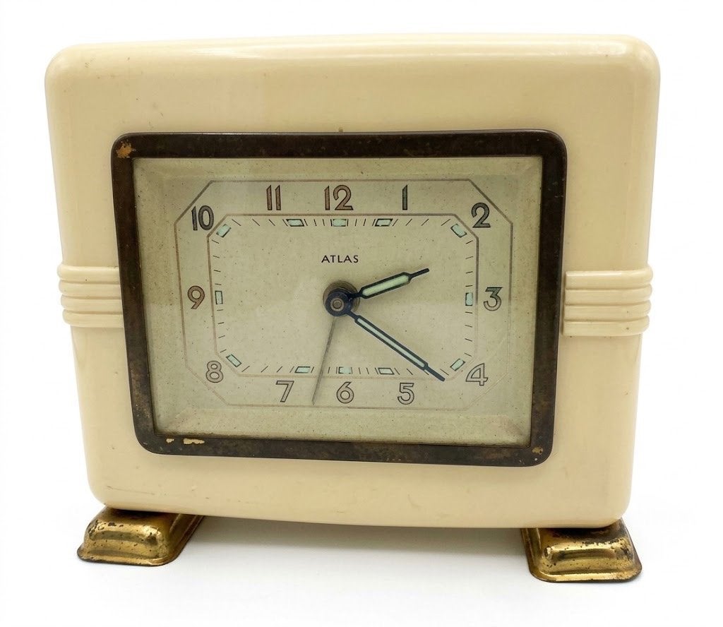 Zeldzame Atlas Spaarklok / Spaarwekker – Art Deco Bakeliet., Ophalen of Verzenden