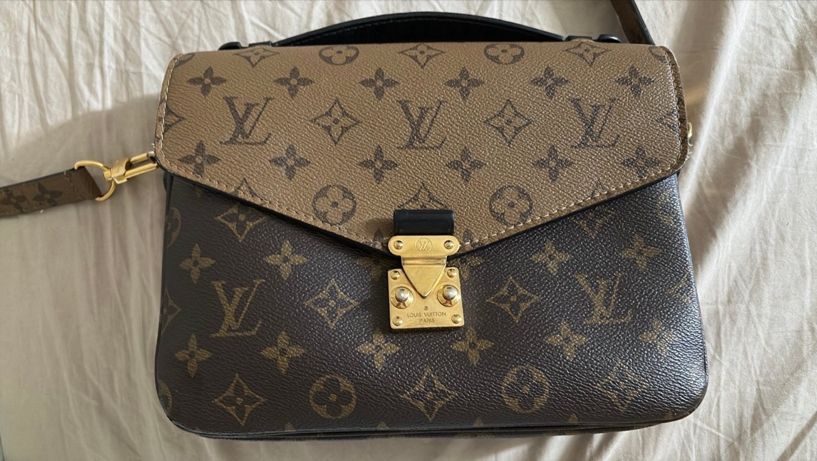 Louis Vuitton Pochette Metis Monogram Tas, Ophalen, Zo goed als nieuw, Bruin, Schoudertasje