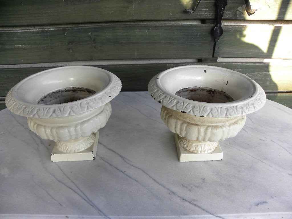 Twee Jardiniere kasteel vazen [gietijzer], Ophalen of Verzenden, Gebruikt