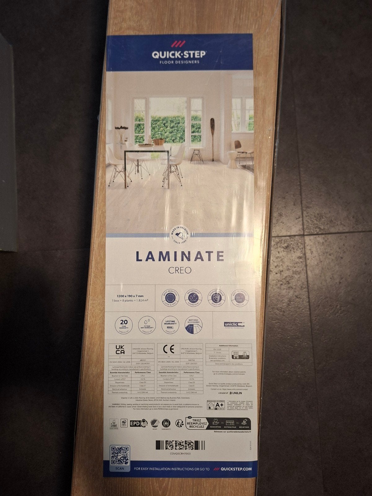 Quick-Step Laminaat Creo (10 m2) incl ondervloer en plinten, Doe-het-zelf en Verbouw, Ophalen, 50 tot 150 cm, Nieuw, 10 m² of meer