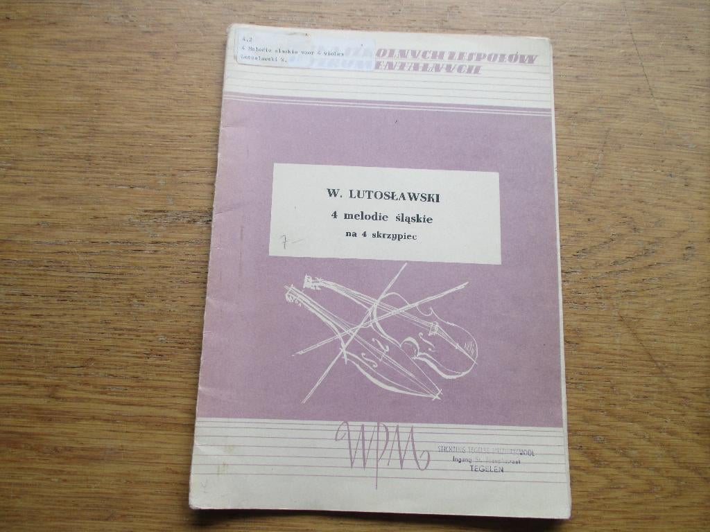 W.LUTOSLAWSKI - 4 MELODIÉN VOOR 4 VIOLEN, Gebruikt, Klassiek, Ophalen of Verzenden, Viool of Altviool