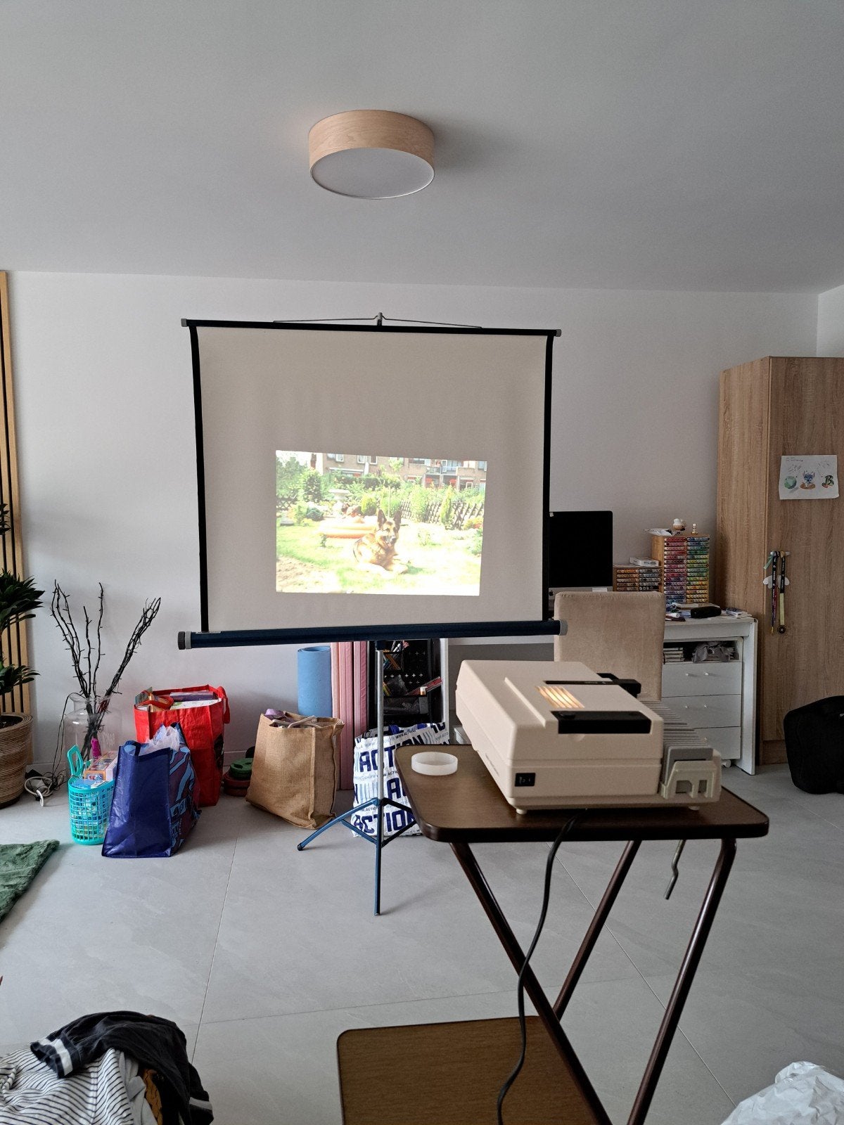 Zeiss Ikon Ikolux Diaprojector met scherm en tafel, Ophalen, Gebruikt, Met scherm