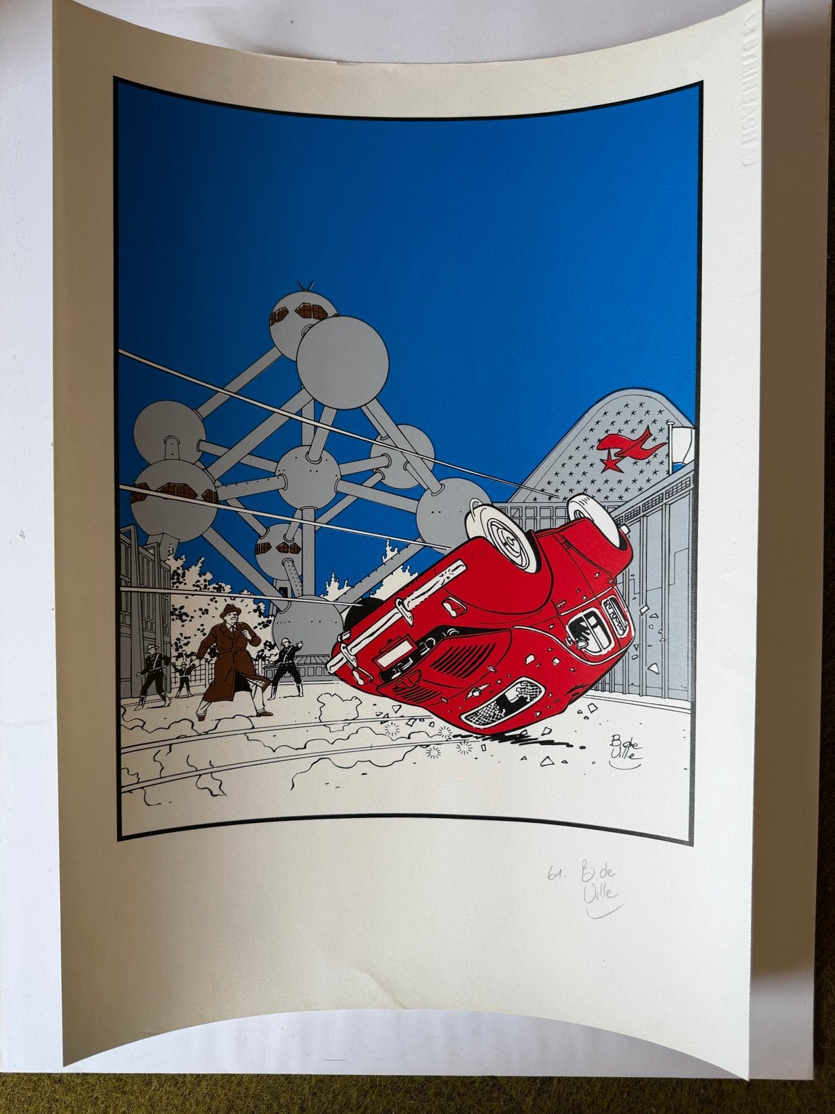 Zeefdruk Baudoin de Ville - Atomium - Genummerd/Gesigneerd