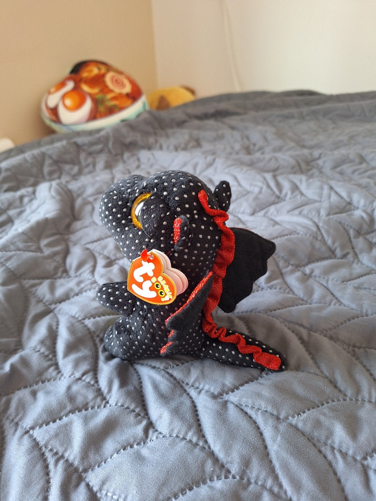 TY Beanie Boos Draak Pluche Knuffel, Dinosaurus, Zwart, Ophalen of Verzenden, Klein (minder dan 20 cm)