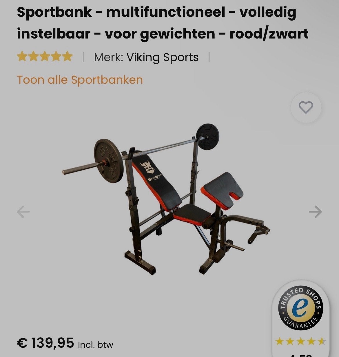 Sportbank - multifunctioneel - rood/zwart (zonder gewichten), Sport en Fitness, Ophalen, Gebruikt, Krachtstation, Armen