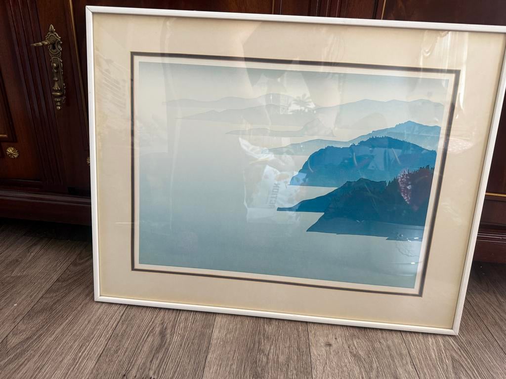 Ingelijste kunstprint van berglandschap, Antiek en Kunst, Ophalen of Verzenden