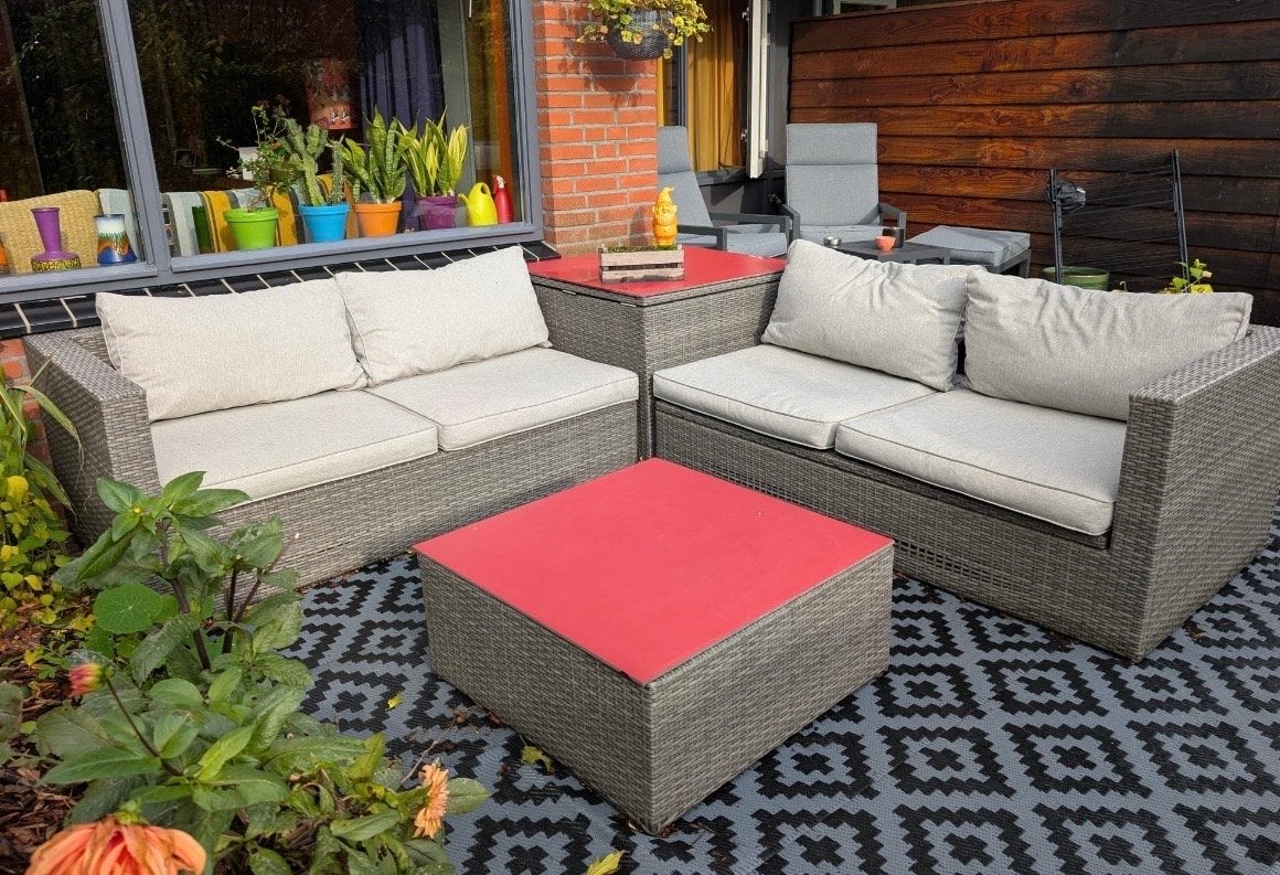 Complete Wicker Loungeset met 6 Zitplaatsen, Ophalen, Gebruikt, 6 zitplaatsen, Loungeset