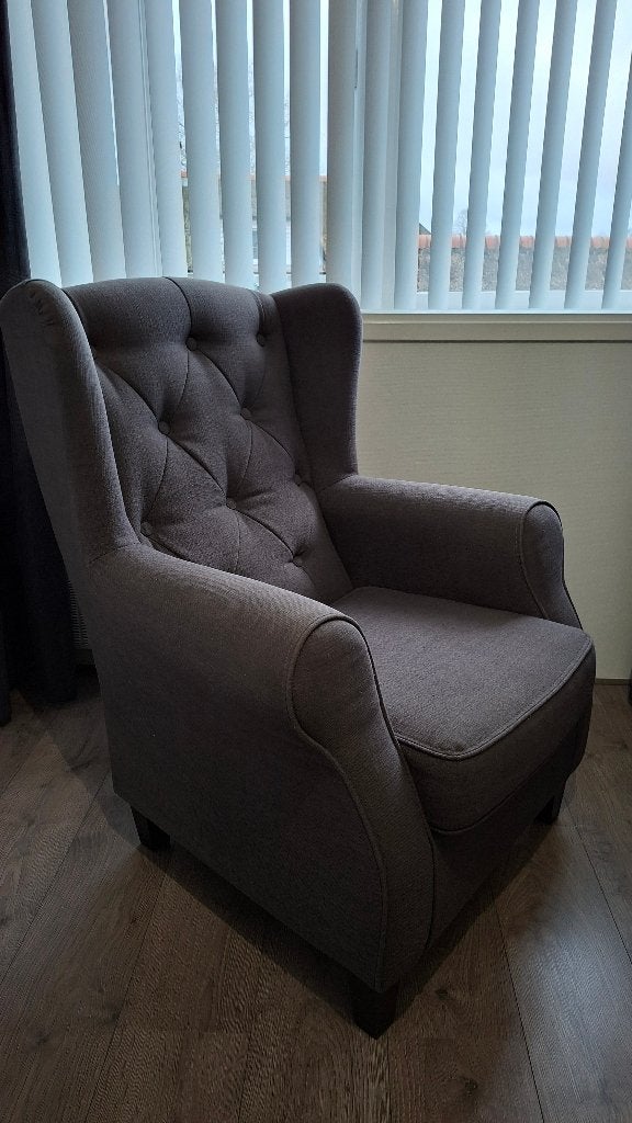Oorfauteuil | Fauteuil | Grijs / Antraciet, Ophalen, 75 tot 100 cm, Zo goed als nieuw, Stof