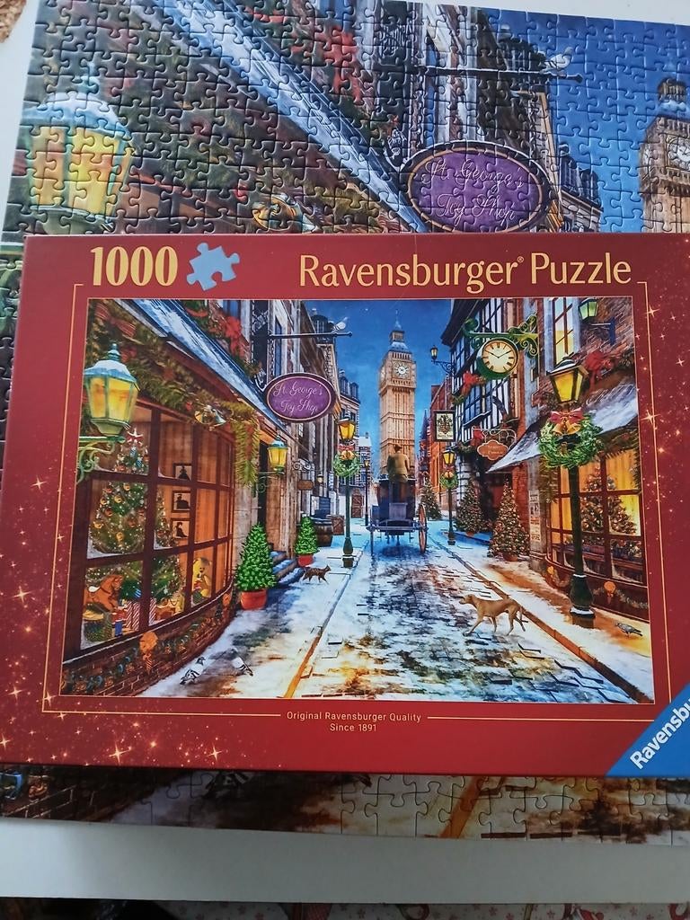 Ravensburger kerstpuzzel 1000 stukjes, Ophalen of Verzenden, 500 t/m 1500 stukjes, Zo goed als nieuw, Legpuzzel