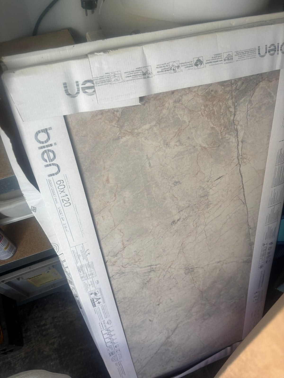 Mooie beige marmerlook tegels 120x60 cm 5x, Ophalen, Nieuw, Vrijstaande haard, Overige soorten