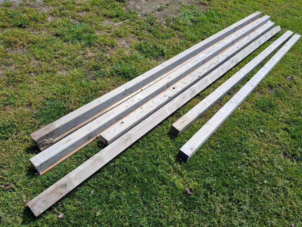 Houten metselprofielen 6x, Ophalen, Gebruikt, 250 tot 300 cm, 50 mm of meer