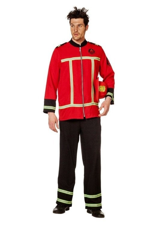 Leuk rood/zwart/geel BRANDWEER/FIREMAN pak - Halloween tip, Kleding | Heren, Carnaval, Ophalen of Verzenden, Kleding, Gedragen