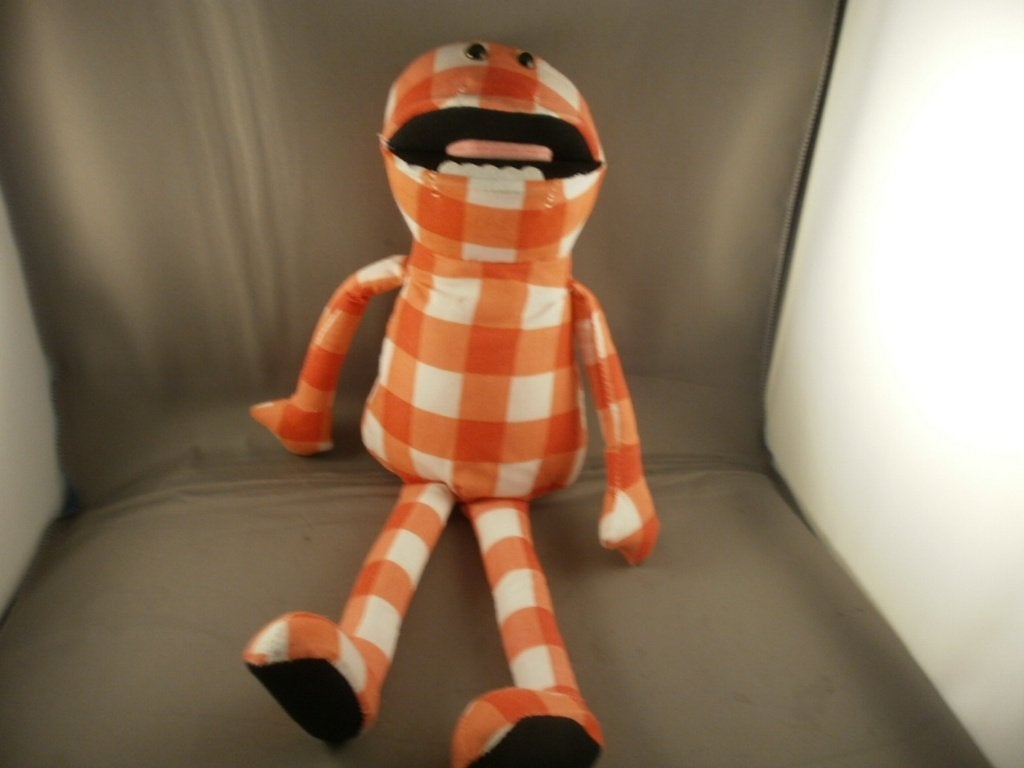 Mr jummy sultana geblokt katoen 40 cm zwarte mond roze tong, Overige merken, Nieuw, Ophalen of Verzenden, Middelgroot (20 tot 80 cm)
