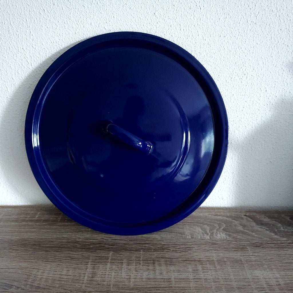 Emaille kobalt blauwe deksel, Ophalen of Verzenden
