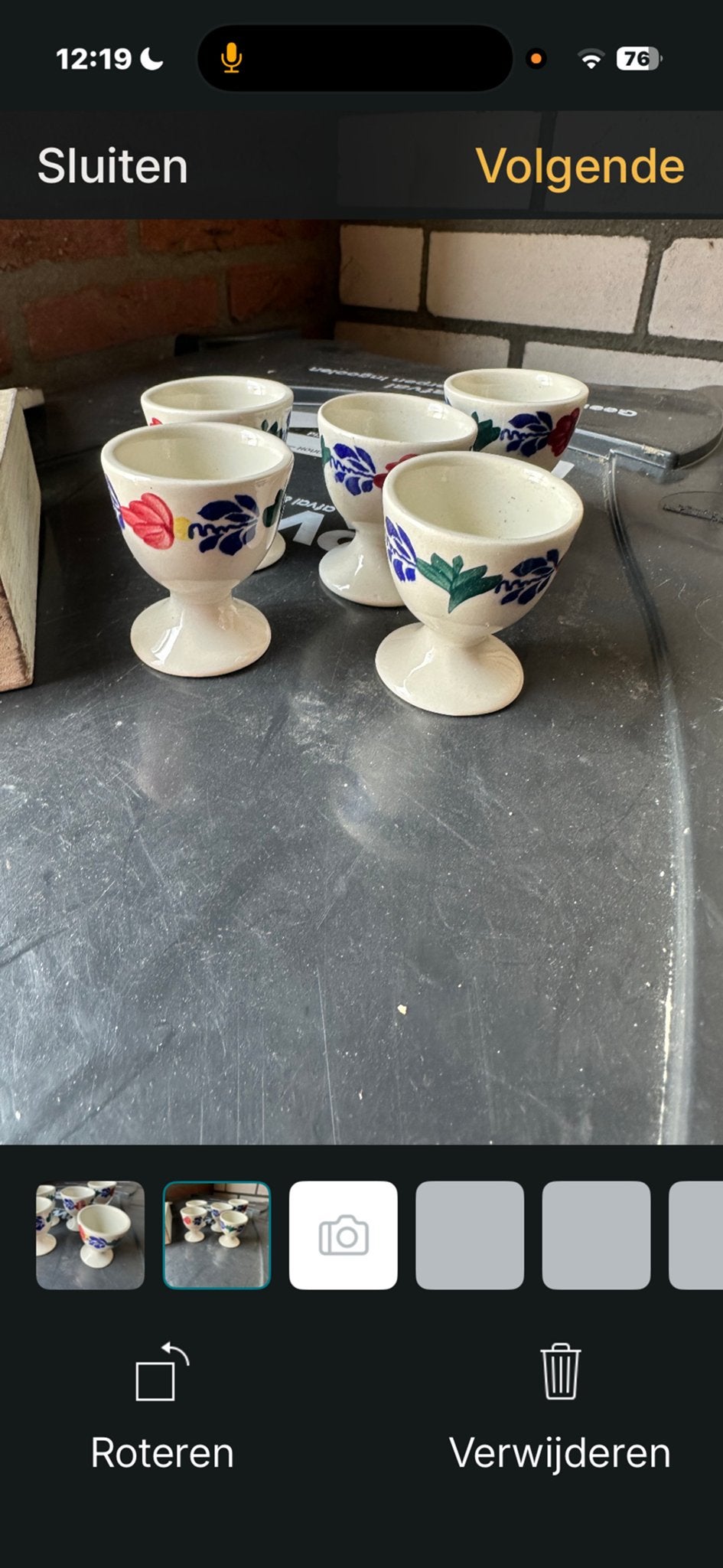 Set van 5 boerenbond eierdopjes, handgeschilderd, Gebruikt, Keramiek, Overige typen, Ophalen of Verzenden