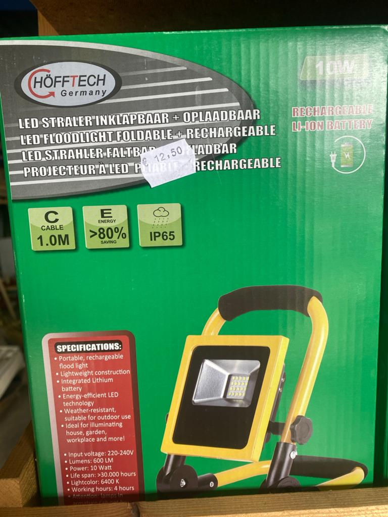 Höfftech LED Straler Inklapbaar Oplaadbaar 10W IP65 Nieuw, Minder dan 50 watt, Onbekend, Ophalen of Verzenden, Lamp met armatuur