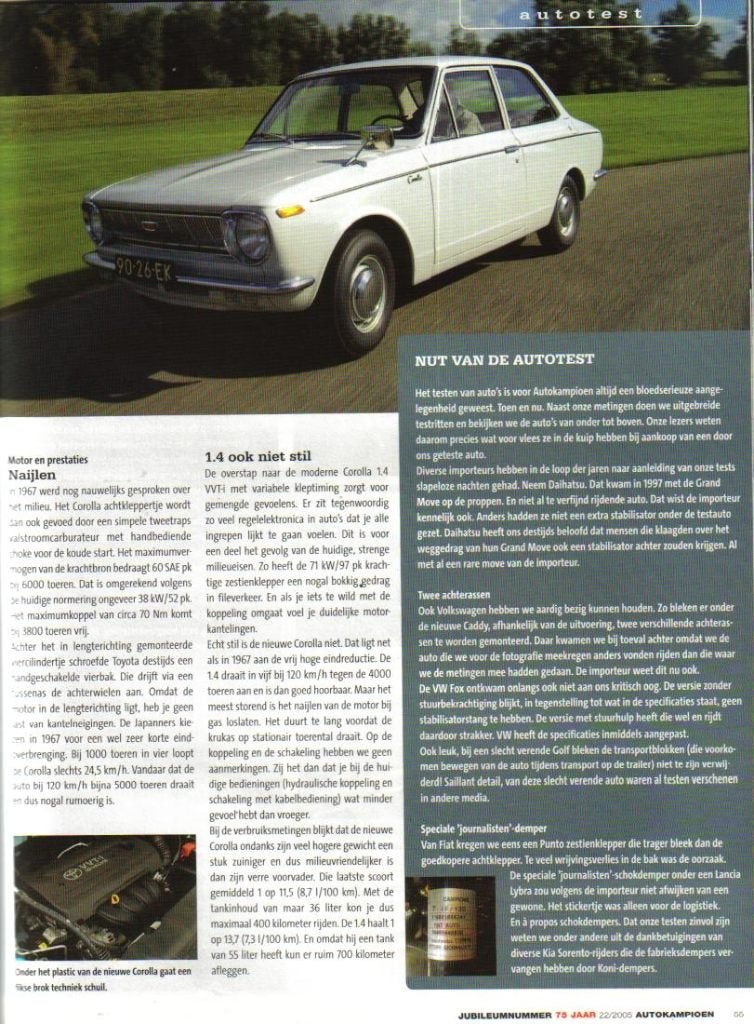 Autokampioen dubbeltest Toyota Corolla 1967 en Corolla 2005, Ophalen of Verzenden, Gelezen, Toyota