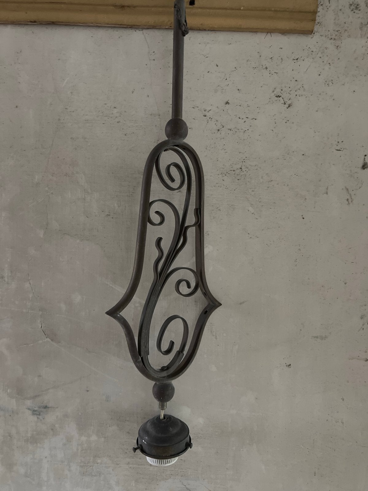 Antieke smeedijzeren hanglamp - Uniek design, Ophalen of Verzenden