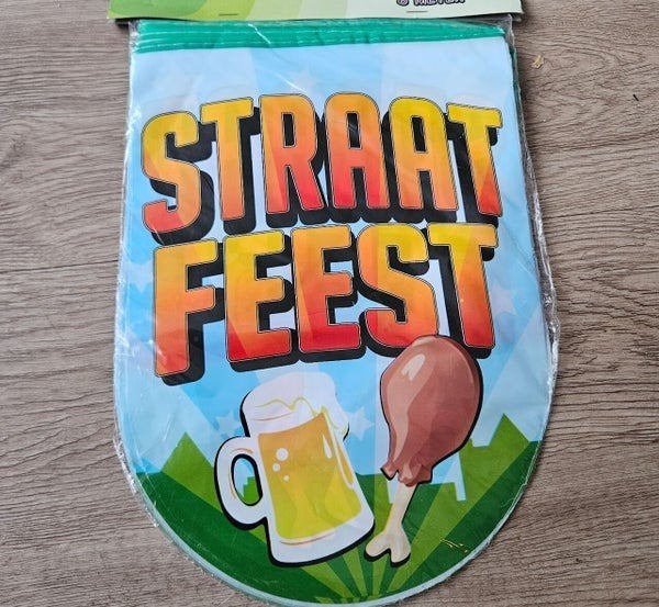 Straatfeest vlaggenlijn - Nieuw in verpakking, Versiering, Onbekend, Nieuw, Ophalen of Verzenden