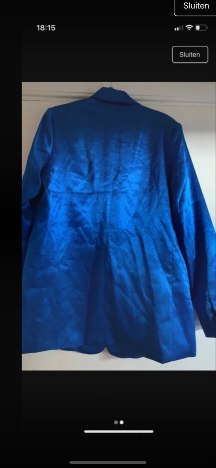 Blauwe satijnen blazer, maat M, Kleding | Dames, Maat 38/40 (M), Blauw, Ophalen of Verzenden, Jasje