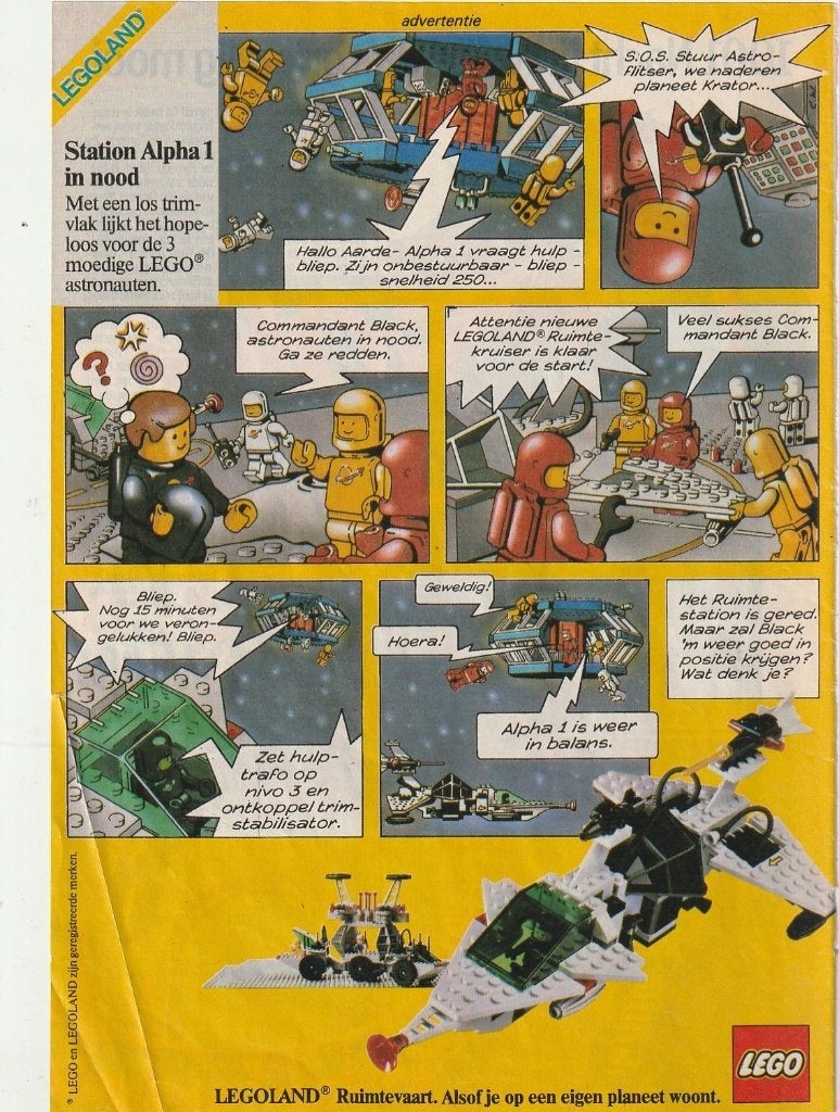 Retro reclame 1985 Lego speelgoed ruimte station Alpha, Verzenden, Overige typen