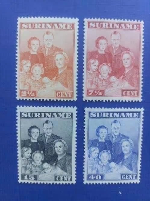 Postzegel Suriname 1943 Ongestempelde Serie Kon Familie 5-07, Ophalen of Verzenden, Postfris