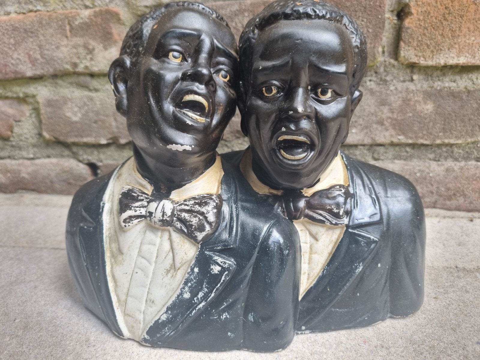 Vintage beeld van twee zingende Jazz mannen, Ophalen of Verzenden, Gebruikt, Pop, Beeldje of Miniatuur