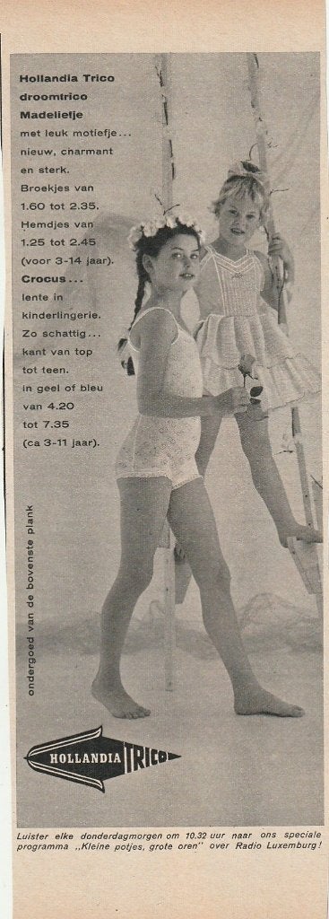 Retro reclame 1959 Hollandia kinder ondergoed Madeliefje, Verzenden, Overige typen
