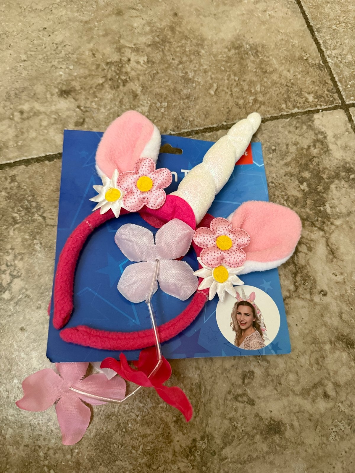 Eenhoorn Diadeem met Bloemen - Roze, Ophalen of Verzenden, Nieuw, Hoed of Pruik, Verjaardag