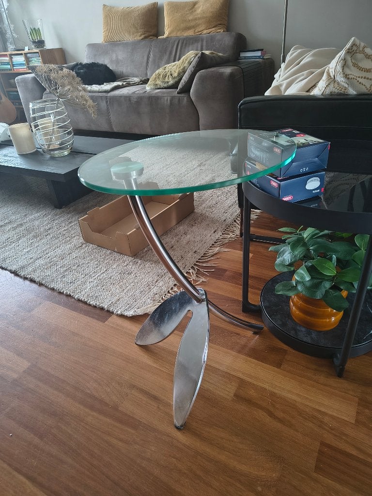 Design bijzettafel Metaform Papillon, Minder dan 55 cm, Gebruikt, Design, Glas