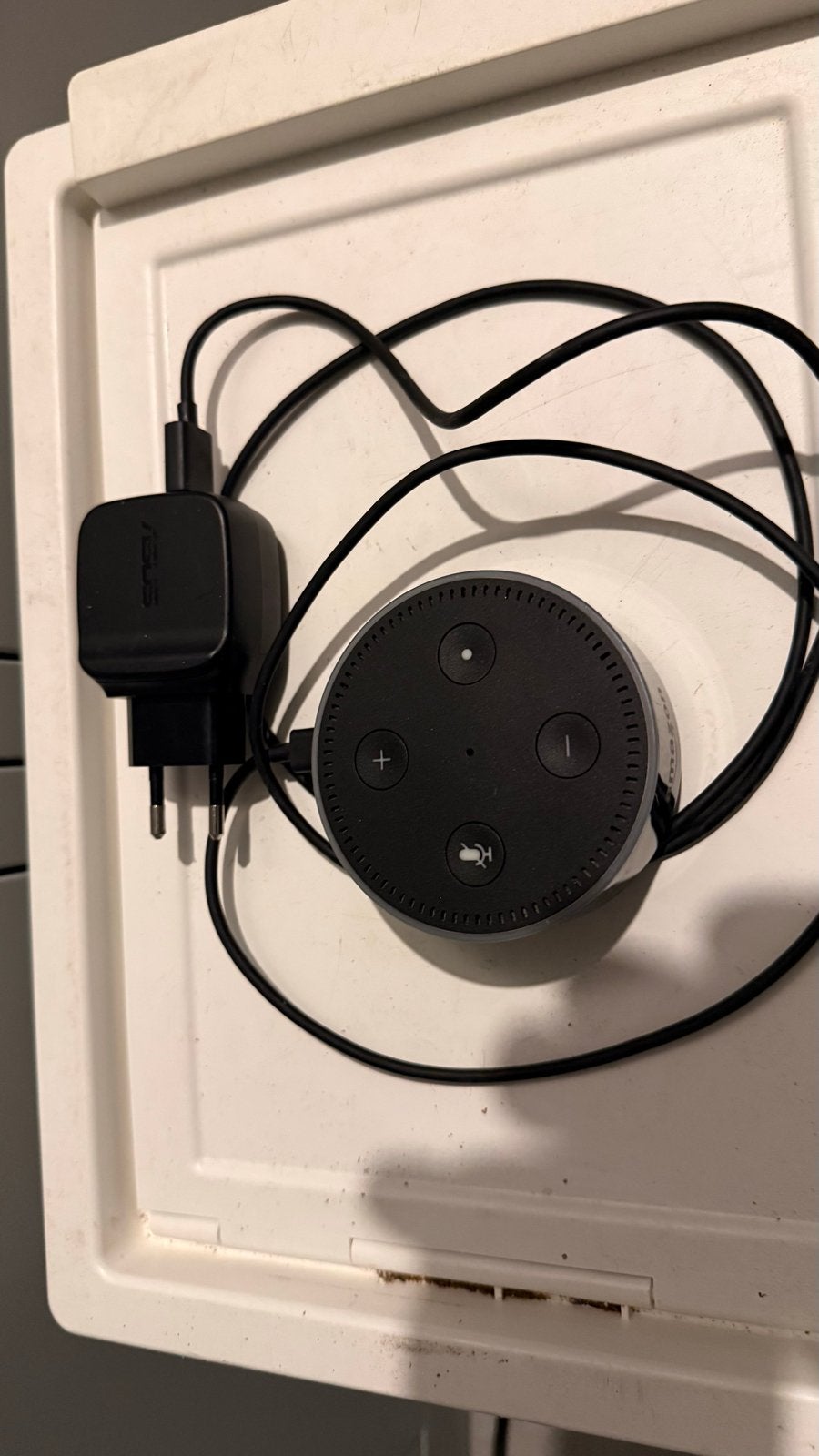 Amazon Echo Dot (2e generatie) met adapter, Ophalen of Verzenden, Gebruikt