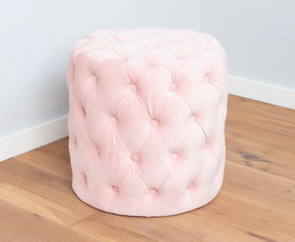 Mooie roze poef, Ophalen, Zo goed als nieuw, Rond, Minder dan 50 cm